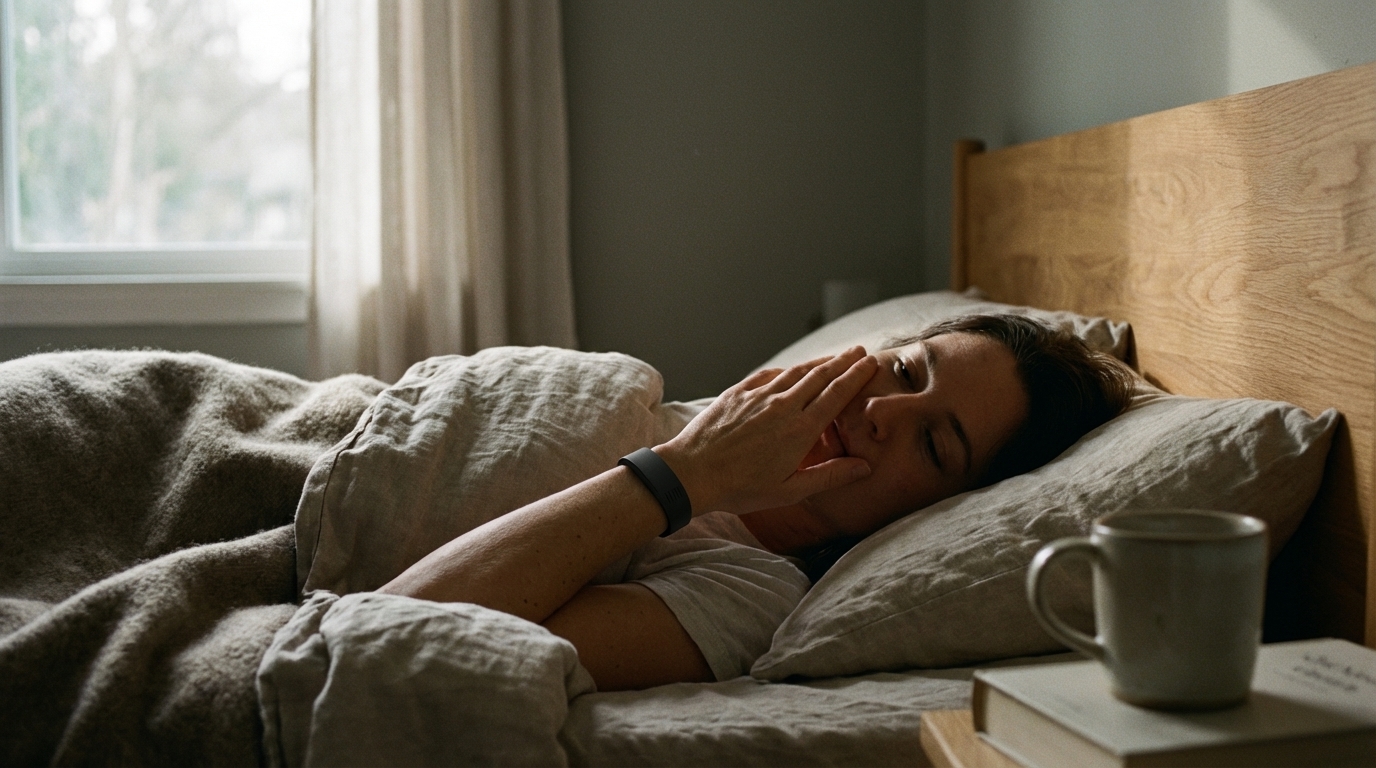 Deep sleeper beginning to wake while wearing a vibrating alarm watch